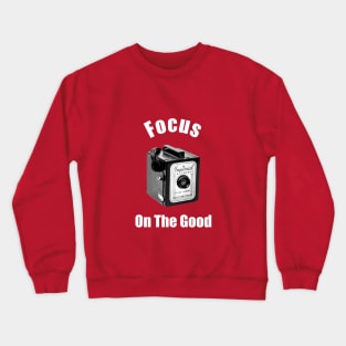 Vintage 1960s Box Camera - Focus - White Text Crewneck Sweatshirt